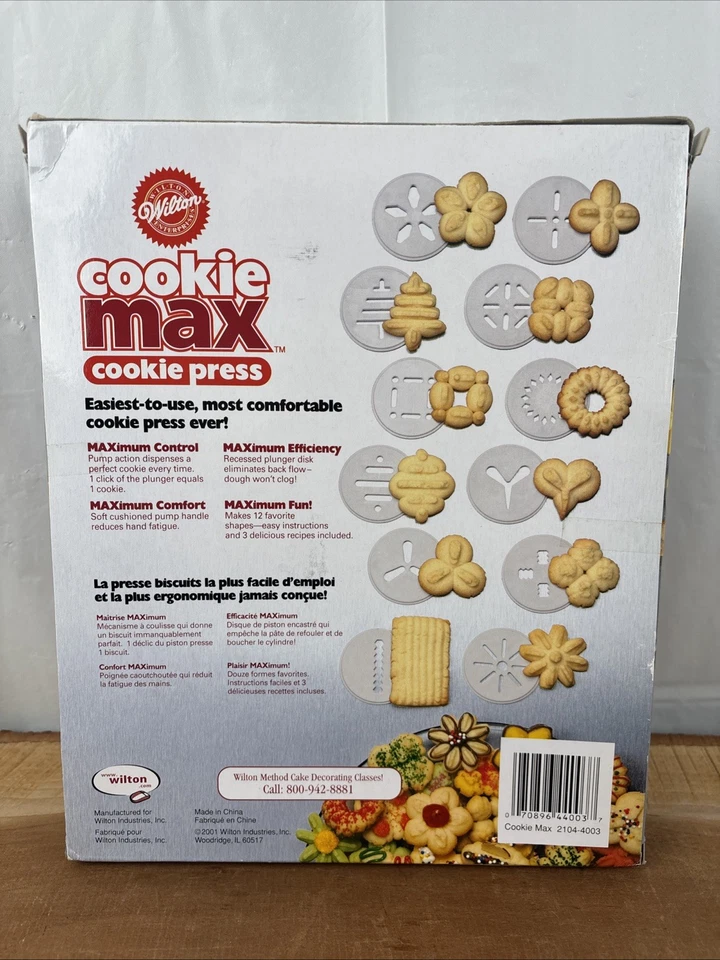 Винтажный пресс для печенья Wilton Cookie Max - 12 дисков новый в упаковке 2001 - Изображение 4 из 4