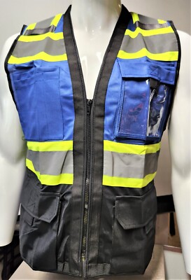 Class 1 High Visibility Reflective BLUE OR RED Safety Vest with ID Pocket