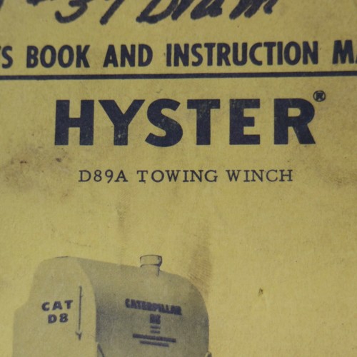 HYSTER CAT D89A TOWING Winch Repair Shop Service Parts Maintenance Manual Book - Picture 2 of 6
