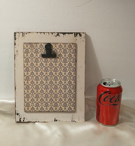 Memo Note Picture Holder Shabby Chic Home Decor Gray Yellow Cream Wood 8 x 10 - Picture 3 of 7