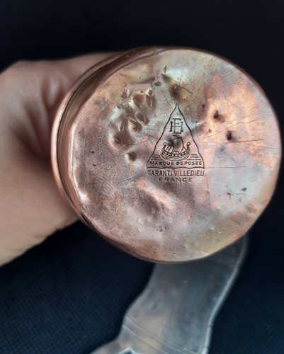 Vtg Pitcher Bronze Cider Copper French Jug Stamped VilleDieu+Old CocaCola Opener - Picture 5 of 12