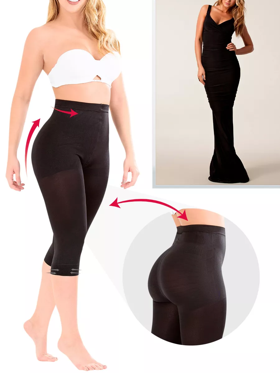 Faja Colombiana Tummy Control High Waist Capri Shapewear Leggings Lt. Rose  21993