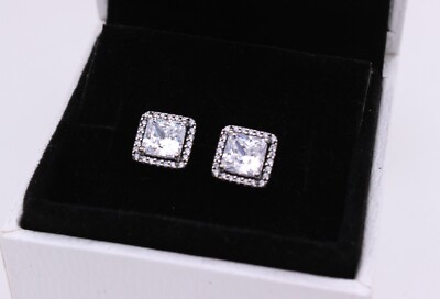 New Authentic PANDORA Square Sparkle Halo Stud Silver New Authentic PANDORA Square Sparkle Halo Stud Silver