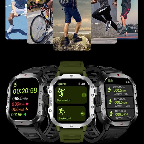 Rugged Military Smart Watch Tactical Fitness Sport Tracker Smartwatch Bluetooth - Picture 4 of 12