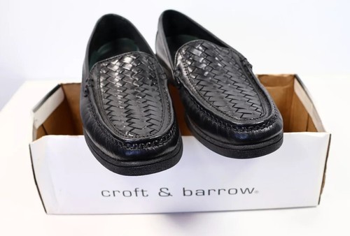 Croft & Barrow Woven Vamp Black Leather Loafers SZ 10! NEW! - Picture 10 of 11