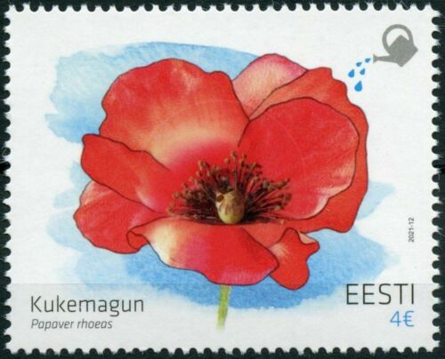 Estonia 2021 Poppy Flower Poppies Flora Unique Unusual stamp with real Seeds