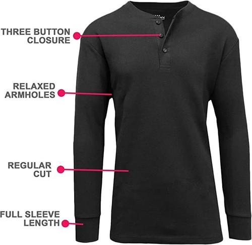 Men's 3-Button Thermal Waffle-Knit Henley Shirts ( Sizes, S-5XL ) NEW Free Shipp - Picture 7 of 32