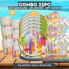 NUMBER BLOCKS Decoration Balloon party banner table cover plate cups supplies