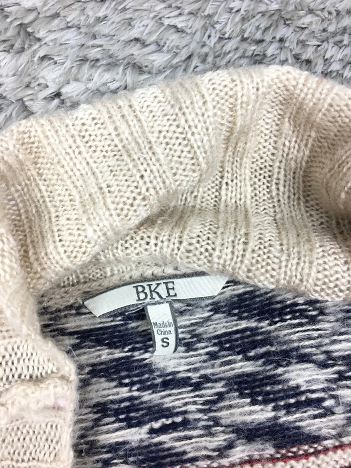 Cárdigan BKE Mujer Talla Pequeña Frente Abierto Beige Rojo Azul Rayas Largo Fluido Foto 4 de 4