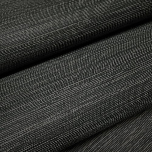 Dark gray heavy vinyl faux grasscloth textured plain contemporary wallpaper roll - Picture 11 of 13
