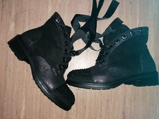 PINK PEARL Damen STIEFEL Stiefeletten Schuhe Strass schwarz 39 38,5 EMO GOTHIC