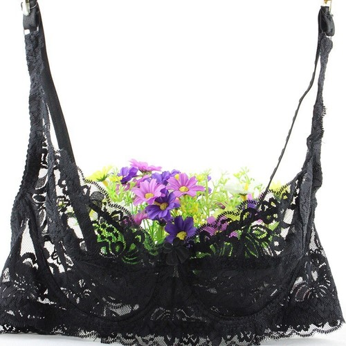  Durchsichtiger BH ungefüttert Halbschale sexy Netz Bralette Spitze ohne Polster transparent Balconett - Bild 13 von 39