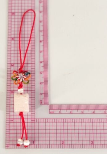 White Jade Lucky Knot Cat or Owl Charm With Red Cord & Colorful Flower Design - Picture 10 of 10