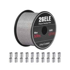 26ELE Picture Hanging Wire 50 lbs Heavy Duty Stainless Steel Rope Durable 100Ft