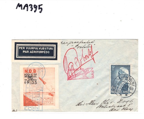 NETHERLANDS ROCKET MAIL 1935 Air Mail Cover *POOLSTER* Signed ROBERTI MA395 - Picture 15 of 18