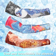 2 Packs Tattoo Sunscreen Sleeves Ice Silk Breathable Cycling Hiking Arm Protecti