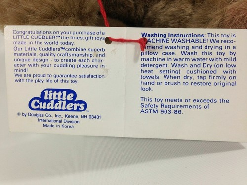 Douglas Little Cuddlers Teddy Bear Plush Brown Plaid Bow Tie Soft Stuffed Animal - Picture 6 of 8