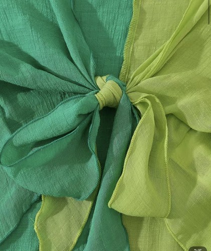 Color Block Matching Two Piece Ser Green M  Crop Top Pants - Picture 3 of 4