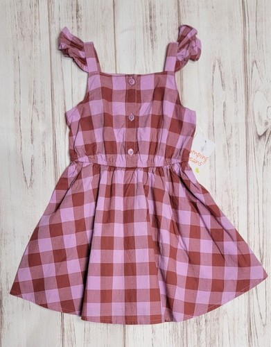 NWT GIRLS 2T JUMPING BEANS PURPLE BROWN GINGHAM RUFFLE PLAID BUTTON SPRING DRESS - Bild 5 von 11
