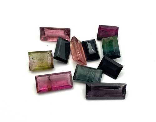 Natural Multi Tourmaline Baguette Cut Loose Gemstone 11 Pcs 6*8-6*14 MM 25 CT - Picture 5 of 5