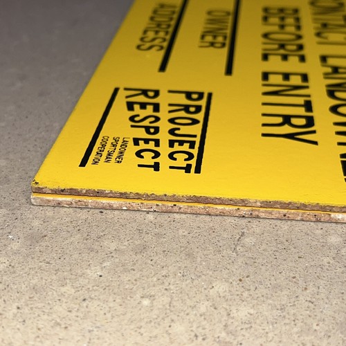 Lote de 2 letreros de madera sin caza de colección 12x9 proyecto respeto masonita pintados amarillo caza - Imagen 15 de 15