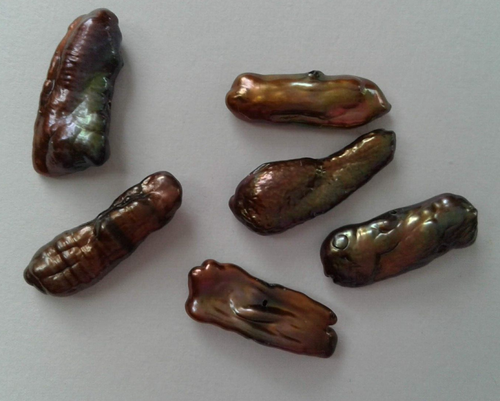 6 Iridescent Freshwater Biwa Pearl Beads. Brown. 17-18mm. Jewellery/Bead/Crafts - Picture 15 of 24