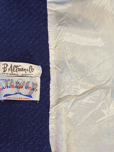 B Altman Rainbow Vintage Girl's Coat Blue Wool Lined Double Breasted Size Small - Picture 8 of 8