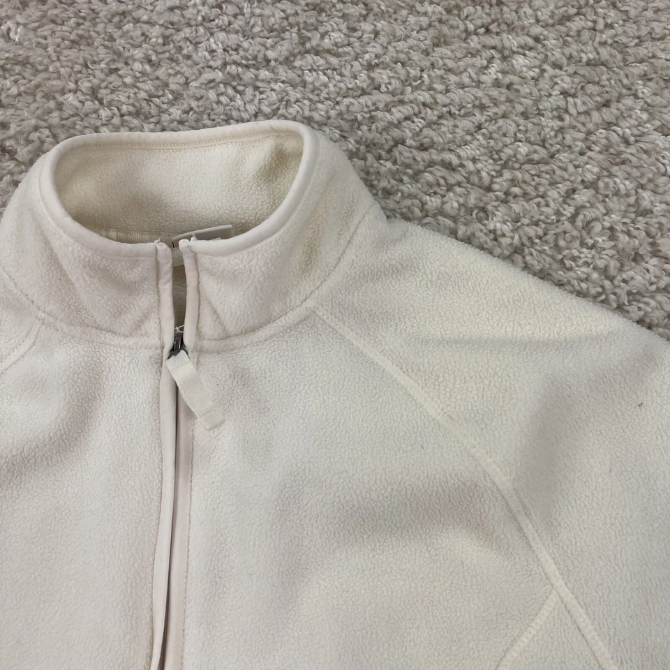 merona Mujer Talla Pequeña Polar Cremallera Completa Chaqueta Blanco Crema Color Cuello Alto  Foto 2 de 4