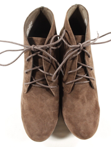 New Clarks Collection Shoes Women's 6.5 Crystal Peri Suede Wedge Bootie Brown - Picture 2 of 9