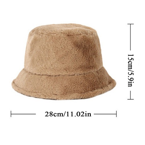Plush Fluffy Bucket Hat Women Warm Lining Winter Faux Fur Cozy Wide Brim Winter - Picture 2 of 21