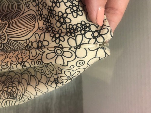Rafael Floral Print Skirt black Tan size 12 cotton blend stretch - Picture 7 of 8