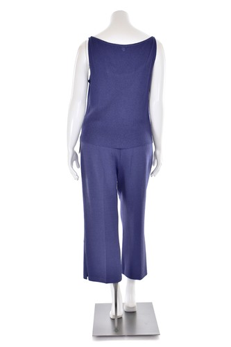 St. John Sport 2Pc Ribbed Knit Top & Cropped Pant Set in Grape sz XL/L - Picture 7 of 12