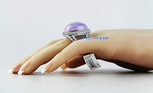ANELLO OVALE DAVID YURMAN QUARZO LILLA PAVÈ DIAMANTE XL ARGENTO ST. GAMBO DIVISO MISURA 7 - Foto 4 di 7