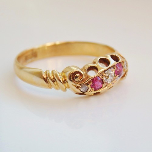 Atemberaubender antiker viktorianischer 18 Karat Gold Rubin & Diamant Ring c1900; UK Größe 'L 1/2' - Bild 2 von 8