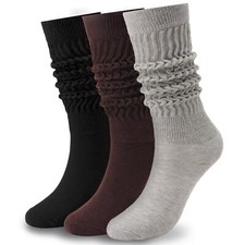 3 Pairs Slouch Socks for Women Size 9-11 Soft Extra Long Scrunch Knee High Bo...