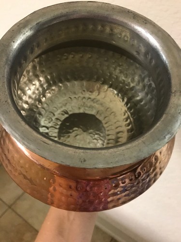 Hammered Copper Matka Pot Deep Indian With Lid Great For Serving Aluminum Inside - Picture 7 of 12