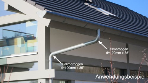 Zink Fallrohrbogen mit Einzug d=100mm x 85° Regenfallrohr Bogen - Bild 4 von 5