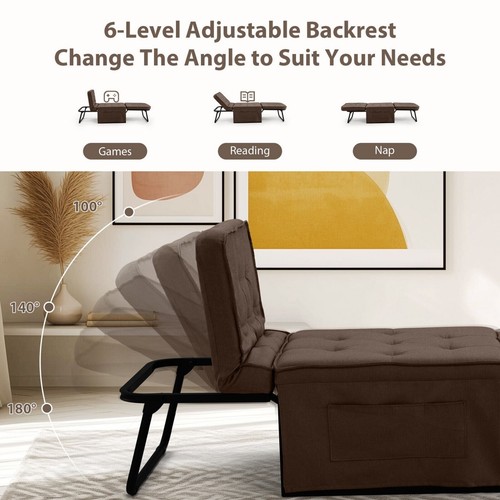 4 in 1 Convertible Sleeper Sofa Chair w/6-Level Adjustable Backrest Modern USA - Picture 28 of 61