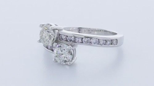2,82 KT LABOR DIAMANTEN K/VS2 RUNDSCHLIFF 14 K WEISSGOLD KRAPPEN SPALTBAND VERSPRECHEN RING - Video 1 von 1
