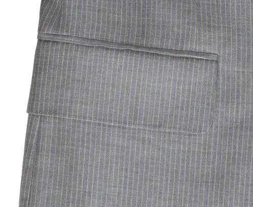Men's 42 R Canali Gray Pinstripe 100% Wool Jacket Pleated Pants Suit - Picture 5 of 21