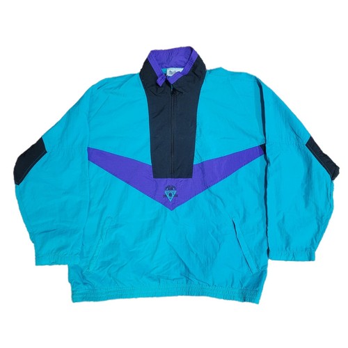 Vintage MacGregor Nylon Windbreaker Jacket Colorblock Turquoise Purple Men's XL