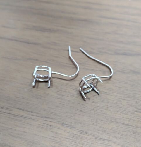 Ajustes de pendientes redondos de plata esterlina pre-anchados (4 clavijas) - Imagen 3 de 3