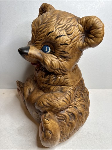 Vintage 1940's 50's Gilner Pottery Brown Teddy Bear Cookie Jar USA  - Picture 6 of 10