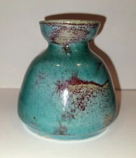 1930 Jugtown Ware Chinese Blue Oxblood Arts Crafts Inkwell Owens Busbee