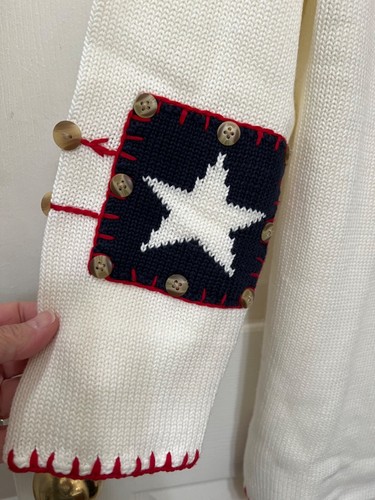 Quacker Factory Button Flag Tunic Sweater w/Whipstitching Women's Small Cream - Picture 4 of 14