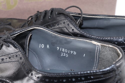 NOS Vintage 90s Mens Size 10 A Leather Oxford Wingtips Dress Shoes Black USA - Picture 6 of 8