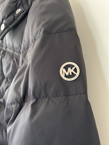 Womens Michael Kors black puffer jacket coat detachable hood, down feather, Sz M - Picture 4 of 13