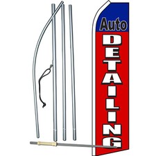 Auto Detailing Flag with Flag Pole and Spike