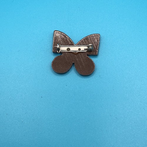 Vintage Multi Color Painted Wood Style Butterfly Pin Brooch - Picture 6 of 8