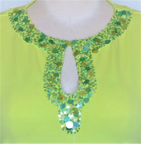 Diane Gilman DG2 Blouse Top NEW w/ Tags Lime Green Gorgeous Sequins Womens Small - Picture 2 of 12